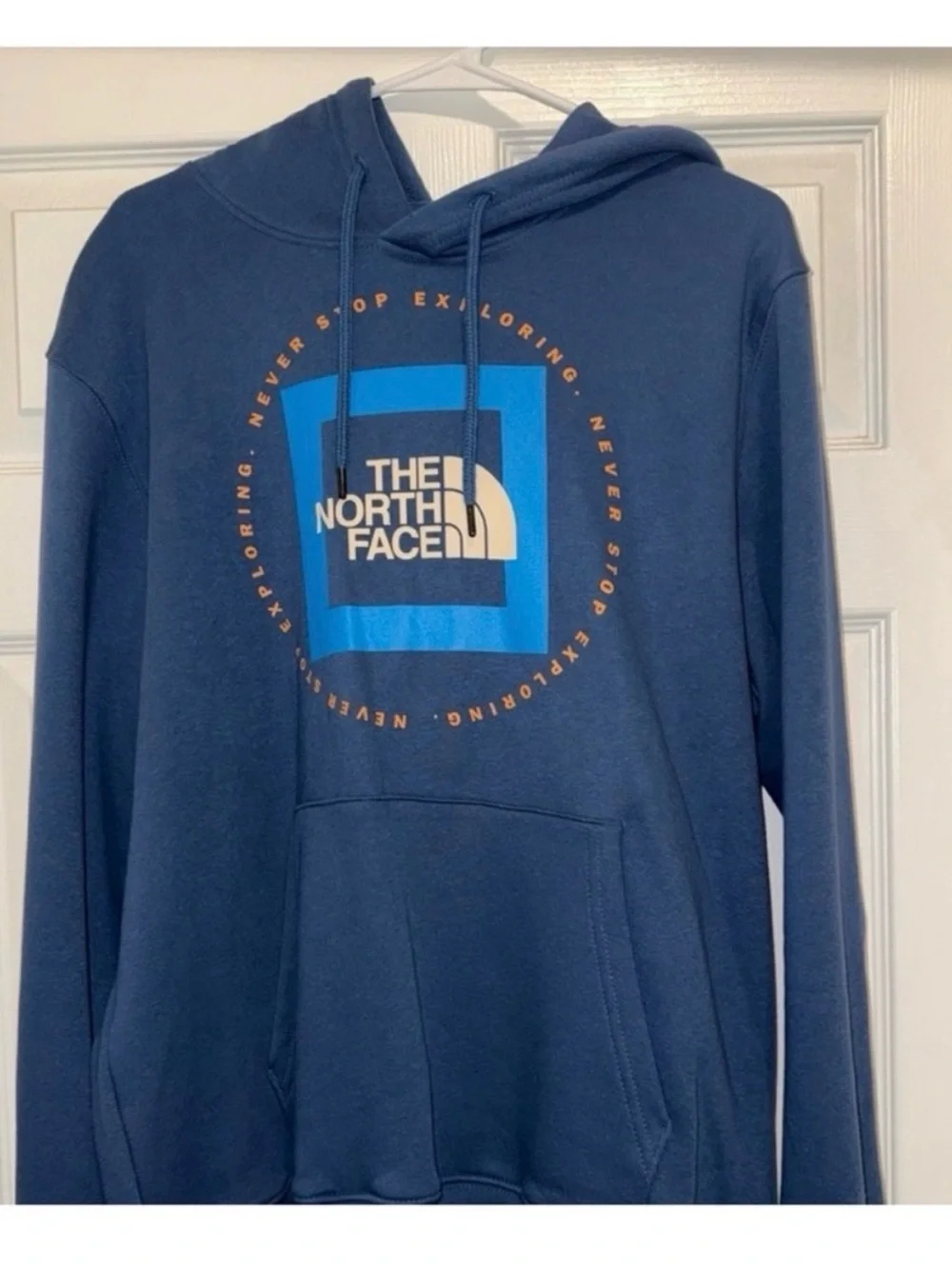 The North Face Men's Teal Blue Logo Pullover Hoodie